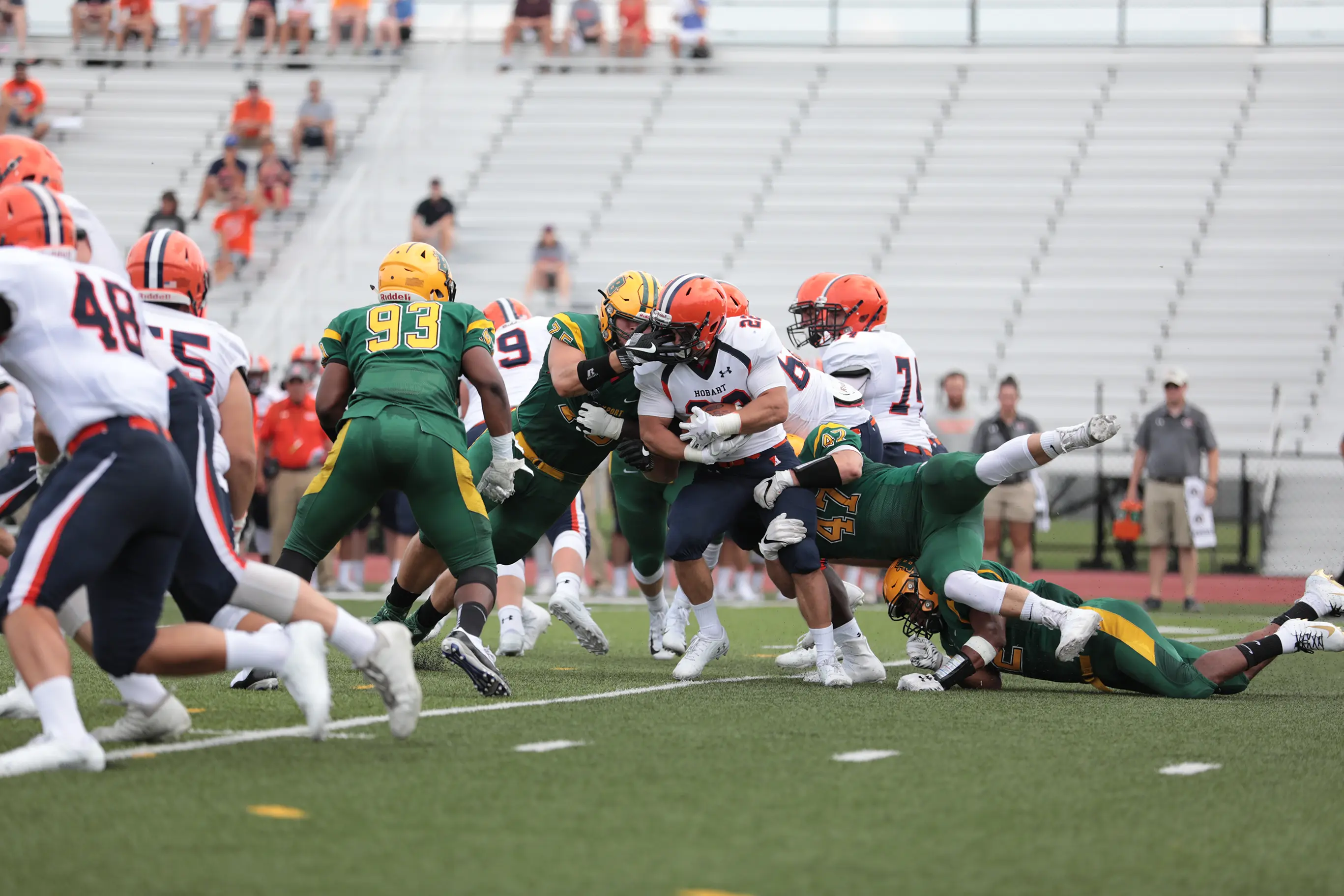 Brockport Defense bringing down the ball carrier for Hobart