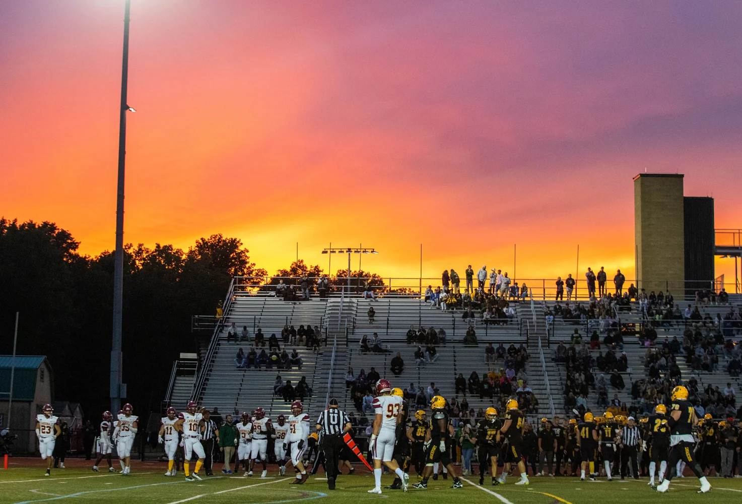 Sun setting on the field