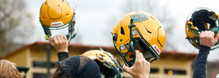 Brockport Helmets in the air