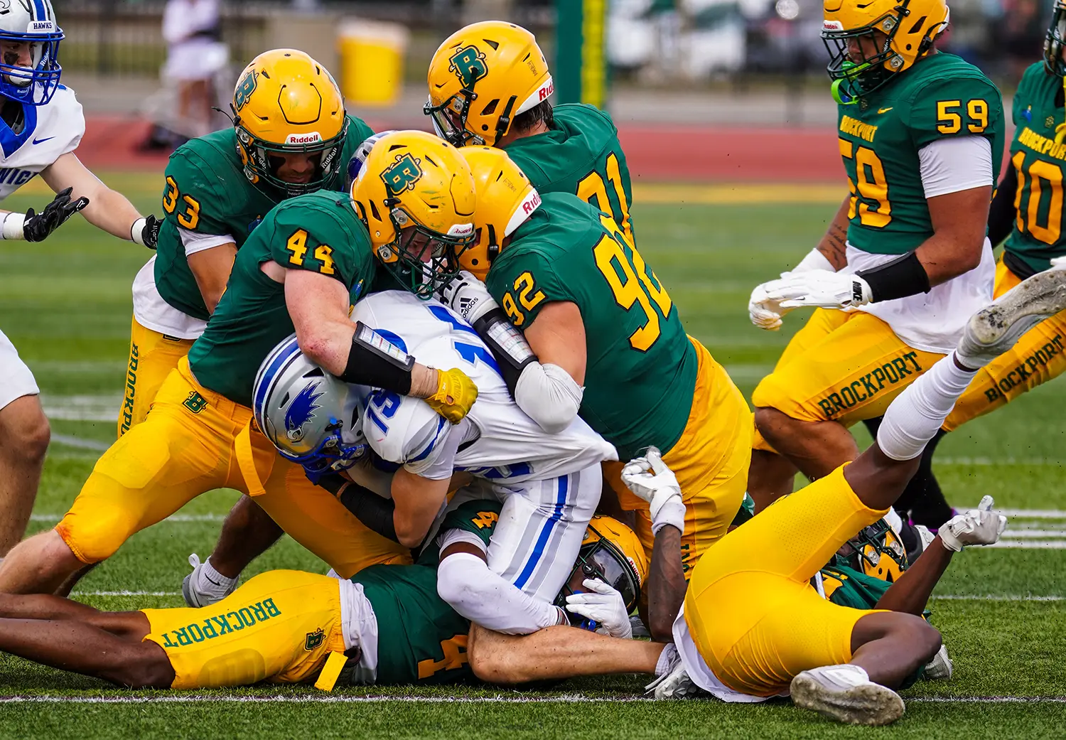 Gang tackle against Hartwick