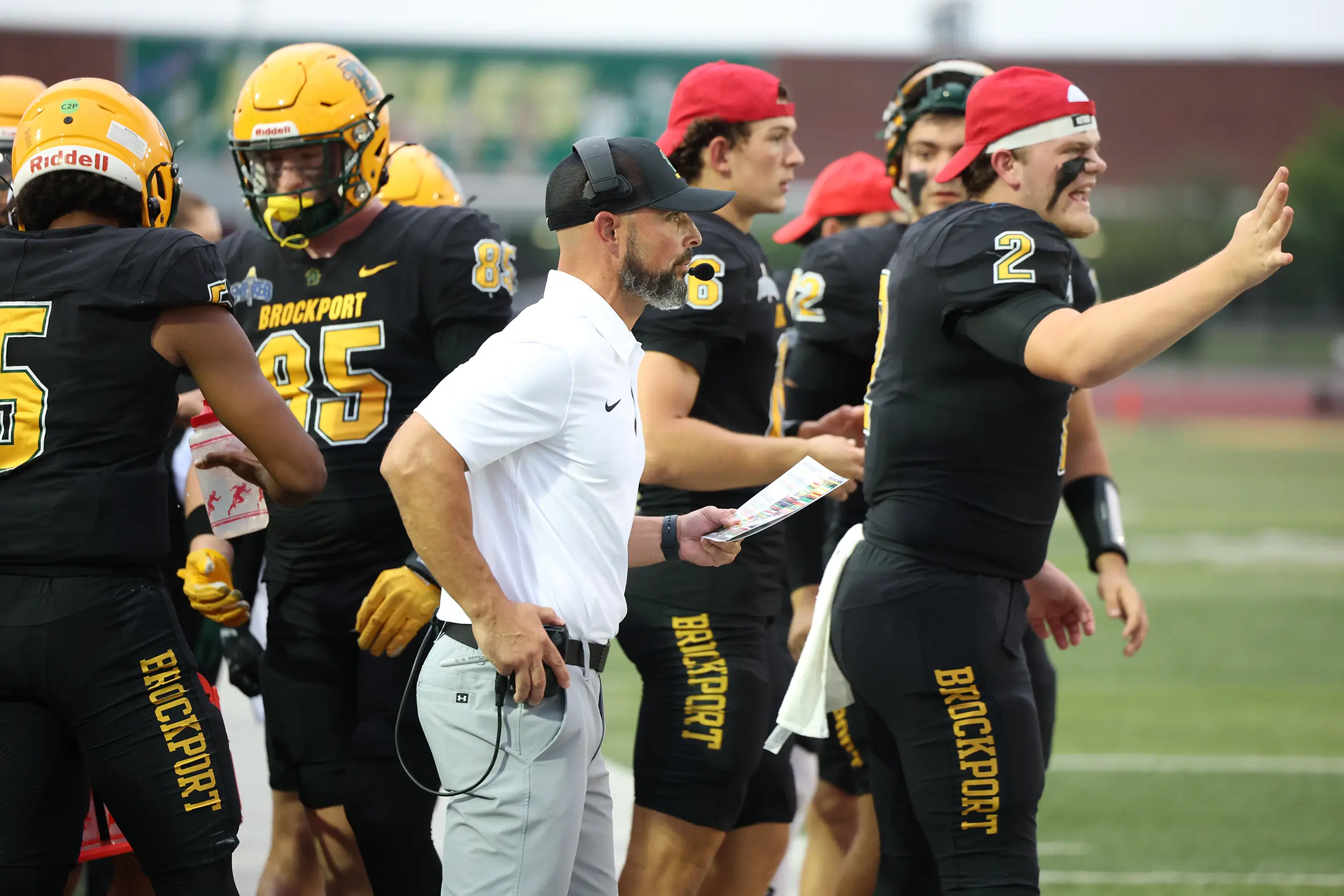 Coach Mangone calling plays against Buffalo State