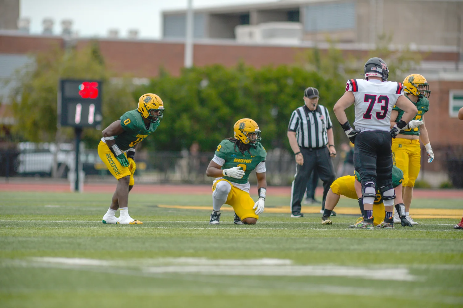 Defense getting for the snap